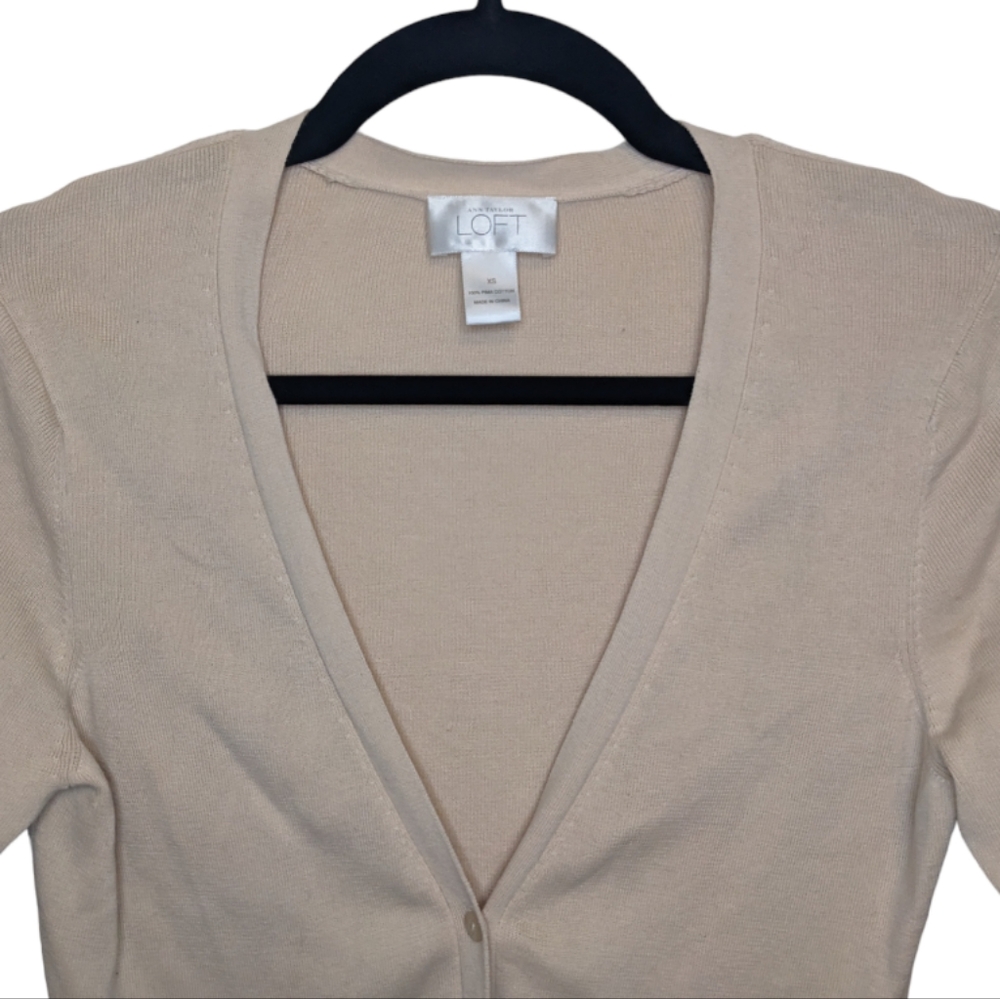 Ann Taylor LOFT Beige Pima Cotton Cardigan XS π€β¨ - Picture 4 of 8